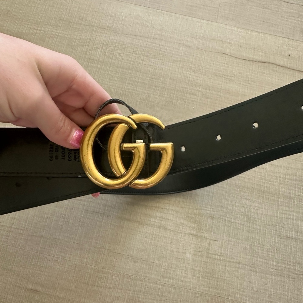 Gucci Black Belt with Gold GG Buckle